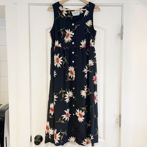 Vintage Ultimate Blues Daisy Print Button Front Dress - 11